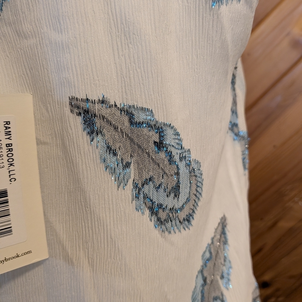 Ramy Brook White and Blue Halter Blouse Size XS - Picture 4 of 7
